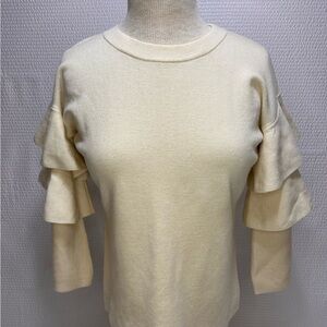 Cream Ruffle Sleeve Women's Top